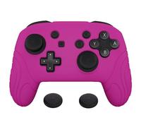 PlayVital Funda Protectora de Silicona para Nintendo Switch Pro Mando - Cubierta Ergonómica Antideslizante con Tapas para Pulgar, Grip Mejorado, Accesorio para Switch Pro (Edición Samurai-Neón Morado)