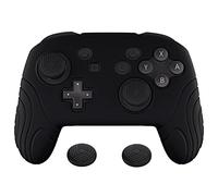PlayVital Funda Protectora de Silicona para Nintendo Switch Pro Mando - Cubierta Ergonómica Antideslizante con Tapas para Pulgar, Grip Mejorado, Accesorio para Switch Pro (Edición Samurai-Negro)