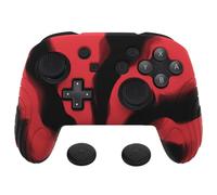 playvital Funda Protectora de Silicona para Nintendo Switch Pro Mando | Silicona Suave, Grip Antideslizante, Tapas para Pulgar, Ajuste Preciso, Protección Diaria, Edición Samurai-Negro Rojo
