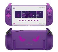 PlayVital Funda Protectora para Nintendo Switch 2, Grip de Silicona Antideslizante + Carcasa Rígida Compatible con Dock, con Tapas para Joystick y Pegatinas, Antigolpes - Cute Demon (Violeta)