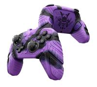 PlayVital Funda Protectora para Nintendo Switch 2 Pro Mando - Carcasa de Silicona Antigolpes con Botones Traseros & Tapas para Joysticks & Pegatina - Edición Armadura Samurai (Morado & Negro)