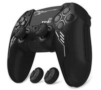 PlayVital Funda Protectora para ps5 Mando - Carcasa Antideslizante con Tapas de Joysticks y Pegatinas, Accesorios de Goma Compatibles con Base de Carga Oficial - Edición Mecha (Negro)