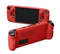 PlayVital Funda Protectora para Steam Deck - Cubierta a Prueba de Golpes con Botones Traseros & Thumb Grips, Carcasa de Silicona Antideslizante para Steam Deck OLED y LCD - Mecha (Rojo)