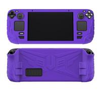 PlayVital Funda Silicona para Steam Deck LCD, Carcasa Protectora con Botones Traseros & Tapas de Joystick, Protector Suave Ergonómico, Accesorios para Steam Deck LCD - Armor Series (Violeta)