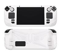 PlayVital Funda Silicona para Steam Deck LCD, Carcasa Protectora con Botones Traseros & Tapas de Joystick, Protector Suave Ergonómico, Accesorios para Steam Deck LCD - Armor Series (Blanco)