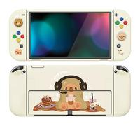 PlayVital Funda Suave para Nintendo Switch OLED - Carcasa Protectora Ergonómica para Joy-con, Grip Antideslizante con Tapas de Joysticks y Botones ABXY & Dirección (Acogedor Oso)