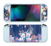 PlayVital Funda Suave para Nintendo Switch OLED - Carcasa Protectora Ergonómica para Joy-con, Grip Antideslizante con Tapas de Joysticks y Botones ABXY & Dirección (Papá Noel)