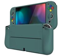 PlayVital Funda Suave para Nintendo Switch OLED - Carcasa Protectora Ergonómica para Joy-con, Grip Antideslizante con Tapas de Joysticks y Botones ABXY & Dirección (Áloe Verde)