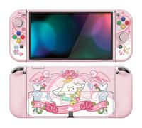 PlayVital Funda Suave para Nintendo Switch OLED - Carcasa Protectora Ergonómica para Joy-con, Grip Antideslizante con Tapas de Joysticks y Botones ABXY & Dirección (Cupido Pasante)