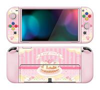 PlayVital Funda Suave para Nintendo Switch OLED - Carcasa Protectora Ergonómica para Joy-con, Grip Antideslizante con Tapas de Joysticks y Botones ABXY & Dirección (Pastel de Rosas)
