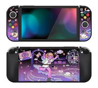 PlayVital Funda Suave para Nintendo Switch OLED - Carcasa Protectora Ergonómica para Joy-con, Grip Antideslizante con Tapas de Joysticks y Botones ABXY & Dirección (Notas de Baile)