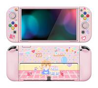 PlayVital Funda Suave para Nintendo Switch OLED - Carcasa Protectora Ergonómica para Joy-con, Grip Antideslizante con Tapas de Joysticks y Botones ABXY & Dirección (Fiesta de Cumpleaños)