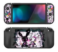 PlayVital Funda Suave para Nintendo Switch OLED - Carcasa Protectora Ergonómica para Joy-con, Grip Antideslizante con Tapas de Joysticks y Botones ABXY & Dirección (Punky Conejito Lindo)