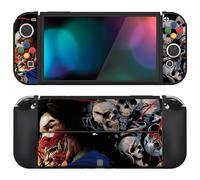 PlayVital Funda Suave para Nintendo Switch OLED - Carcasa Protectora Ergonómica para Joy-con, Grip Antideslizante con Tapas de Joysticks y Botones ABXY & Dirección (Fantasma del Samurái)