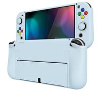 PlayVital Funda Suave para Nintendo Switch OLED - Carcasa Protectora Ergonómica para Joy-con, Grip Antideslizante con Tapas de Joysticks y Botones ABXY & Dirección (Cielo Azul)