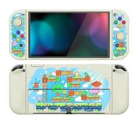 PlayVital Funda Suave para Nintendo Switch OLED - Carcasa Protectora Ergonómica para Joy-con, Grip Antideslizante con Tapas de Joysticks y Botones ABXY & Dirección (Bloques Aventura)