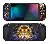 PlayVital Funda Suave para Nintendo Switch OLED - Carcasa Protectora Ergonómica para Joy-con, Grip Antideslizante con Tapas de Joysticks y Botones ABXY & Dirección (Tarot del Tigre)