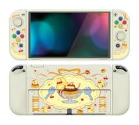 PlayVital Funda Suave para Nintendo Switch OLED - Carcasa Protectora Ergonómica para Joy-con, Grip Antideslizante con Tapas de Joysticks y Botones ABXY & Dirección (Pudding Conejo)