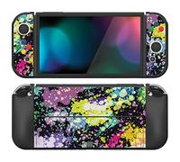 PlayVital Funda Suave para Nintendo Switch OLED - Carcasa Protectora Ergonómica para Joy-con, Grip Antideslizante con Tapas de Joysticks y Botones ABXY & Dirección (Acuarela Salpicadura)