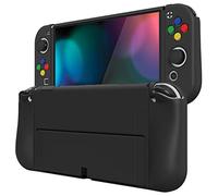 PlayVital Funda Suave para Nintendo Switch OLED - Carcasa Protectora Ergonómica para Joy-con, Grip Antideslizante con Tapas de Joysticks y Botones ABXY & Dirección (Negro)