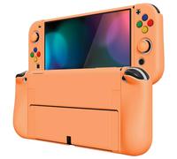 PlayVital Funda Suave para Nintendo Switch OLED - Carcasa Protectora Ergonómica para Joy-con, Grip Antideslizante con Tapas de Joysticks y Botones ABXY & Dirección (Amarillo Albaricoque)