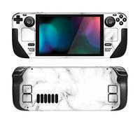 PlayVital Kit de Calcomanía Completa Protectora para Steam Deck LCD - Vinilos Skin Sticker Adhesivo, Pegatinas Personalizadas de Protección para Steam Deck OLED (Mármol Blanco Transparente)