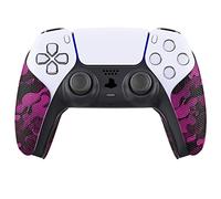 PlayVital Pegatina de Agarre Antideslizante para ps5 - Grip Sticker, Adhesivo de Silicona con Textura Profesional, Almohadilla de Goma Protectora para Mando (Camuflaje Rosa Negro)