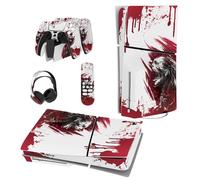PlayVital Pegatina de Vinilo para ps5 Slim Disc Edición - Adhesivo Completo para Consola, Mando, Auriculares, Estación de Carga y Control Remoto, Skin Personalizada (Zombi de Sangre)