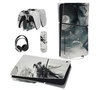 PlayVital Pegatina de Vinilo para ps5 Slim Disc Edición - Adhesivo Completo para Consola, Mando, Auriculares, Estación de Carga y Control Remoto, Skin Personalizada (Dragón Ink Spirit)