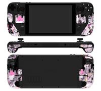 PlayVital Pegatina Dividido Grip para Steam Deck LCD & OLED Calcomanías Adhesivo de Trackpads Gatillos Botones Traseros Stickers con Pulgar Tapas Textura de Diamante Hexagonal-Punky Conejito Lindo