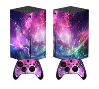 PlayVital Pegatina para Xbox Series X - Calcomanía Vinilo Skin Adhesivo para Consola y Mando, Diseño Duradero, Protección Antirayaduras, Fácil de Colocar y Quitar (Galaxia Violeta)