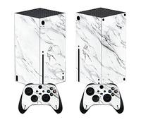 PlayVital Pegatina para Xbox Series X - Calcomanía Vinilo Skin Adhesivo para Consola y Mando, Diseño Duradero, Protección Antirayaduras, Fácil de Colocar y Quitar (Mármol Blanco Moderno)