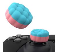 PlayVital Tapas para el Pulgar - Agarres para Joysticks Antideslizantes para Xbox Series X/S, para Xbox One, para Elite Series 2, para Switch Pro Mando, Diseño Nubes Puff (Azul Aqua & Rosa Coral)