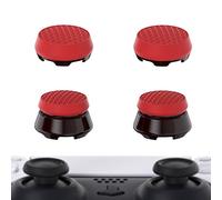 PlayVital Thumbs Pro Armor Pulgar Extensor para ps5 Control Tapas de Joysticks Caps Tapones Thumbstick para ps5 Mando-2 Alturas Elevadas, 2 Alturas Medias Domo(Rojo Escarlata & Negro)