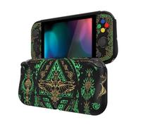 PlayVital ZealProtect Funda Protectora para Nintendo Switch Lite Accesorios Carcasa con Protector de Pantalla&Tapas de Agarre para el Pulgar&Pegatinas de ABXY Dirección Botón(Tótem del Reino)