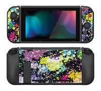 PlayVital ZealProtect Funda Protectora Suave para Nintendo Switch Accesorio Carcasa con Protector de Pantalla & Tapas de Agarre para el Pulgar & Pegatinas de ABXY Dirección Botón(Acuarela Salpicadura)