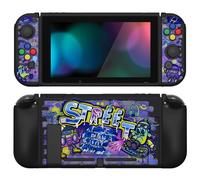 PlayVital ZealProtect Funda Protectora Suave para Nintendo Switch Accesorios Carcasa con Protector de Pantalla & Tapas de Agarre para el Pulgar & Pegatinas de ABXY Dirección Botón(Arte Callejero)