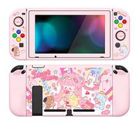 PlayVital ZealProtect Funda Protectora Suave para Nintendo Switch Accesorios Carcasa con Protector de Pantalla & Tapas de Agarre para el Pulgar & Pegatinas de ABXY Dirección Botón(Dulce Momento)