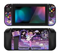 PlayVital ZealProtect Funda Protectora Suave para Nintendo Switch Accesorios Carcasa con Protector de Pantalla & Tapas de Agarre para el Pulgar & Pegatinas de ABXY Dirección Botón(Notas de Baile)