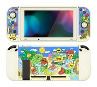 PlayVital ZealProtect Funda Protectora Suave para Nintendo Switch Accesorios Carcasa con Protector de Pantalla & Tapas de Agarre para el Pulgar & Pegatinas de ABXY Dirección Botón(Fiesta de Fruta)