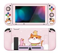 PlayVital ZealProtect Funda Protectora Suave para Nintendo Switch Accesorios Carcasa con Protector de Pantalla & Tapas de Agarre para el Pulgar & Pegatinas de ABXY Dirección Botón(Gatito y Pollo)