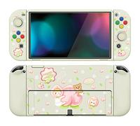 PlayVital ZealProtect - Funda Protectora Suave para Nintendo Switch OLED, Flexible Protector Joycon Grip Cover para Nintendo Switch OLED con Tapas de Agarre para el Pulgar y Tapas de botón de