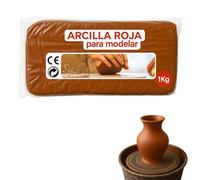 PLAYZOCO Arcilla Roja Para Modelar, Arcilla de cocción roja, arcill a para escultura, arcilla tradicional para moldear con secado al horno, 1 kg
