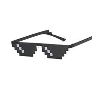 PLAYZOCO Gafas de Sol de Mosaico Pixel, Gafas de sol de píxeles Thug Life, Gafas de sol estilo 6-bit, Gafas de sol de estilo de videojuego retro, Gafas para disfraz, Gafas de sol Deal With It, Negro