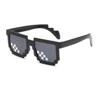 PLAYZOCO Gafas de Sol de Mosaico Pixel, Gafas de sol de píxeles Thug Life, Gafas de sol estilo 8-bit, Gafas de sol de estilo de videojuego retro, Gafas para disfraz, Gafas de sol Deal With It, Negro