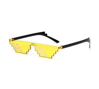 PLAYZOCO Gafas de Sol de Mosaico Pixel, Gafas de sol de píxeles Thug Life, Gafas de sol estilo 8-bit, Gafas de sol de estilo de videojuego retro, Gafas disfraz, Gafas de sol Deal With It, Amarillo