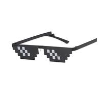 PLAYZOCO Gafas de Sol de Mosaico Pixel, Gafas de sol de píxeles Thug Life, Gafas de sol estilo 8-bit, Gafas de sol de estilo de videojuego retro, Gafas para disfraz, Gafas de sol Deal With It, Negro