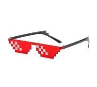 PLAYZOCO Gafas de Sol de Mosaico Pixel, Gafas de sol de píxeles Thug Life, Gafas de sol estilo 8-bit, Gafas de sol de estilo de videojuego retro, Gafas disfraz, Gafas de sol Deal With It, Rojo