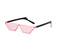 PLAYZOCO Gafas de Sol de Mosaico Pixel, Gafas de sol de píxeles Thug Life, Gafas de sol estilo 8-bit, Gafas de sol de estilo de videojuego retro, Gafas para disfraz, Gafas de sol Deal With It, Rosa