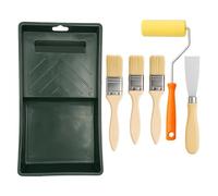 PLAYZOCO Juego de Brochas Pintura, Kit Rodillo Espuma Pintura, Pack de Pinceles con Mango de Madera, Anchos de 30 mm, 47 mm y Rodillo de 110mm, Cerdas Poliester, Aptas para Barnizar, Pack 6 Unidades